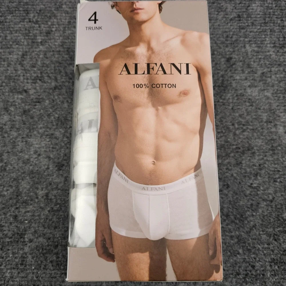 Alfani Mens 4 Pack Trunk Briefs 100% Cotton‎ Tagless Moisture Wicking White XXL
